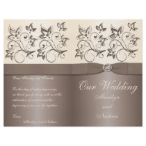 Mocha and Ivory Floral Wedding Program Full Color Flyer
