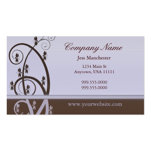 Mocha and Lilac Vine Business Card (front side)