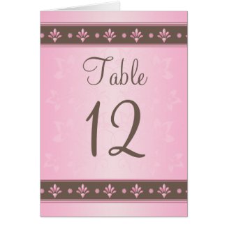 Mocha and Pink Floral Table Number Card card