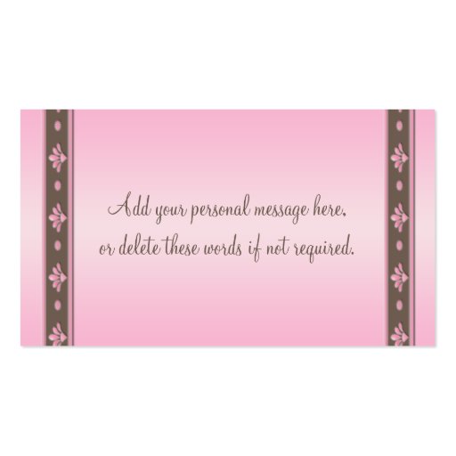 Mocha and Pink Floral Wedding Favor Tag Business Card (back side)
