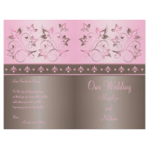 Mocha and Pink Floral Wedding Program Personalized Flyer