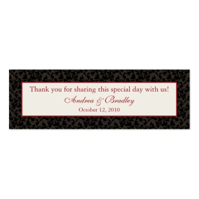 Mocha Brown Claret Red Damask Wedding Favor Tag Business Cards by wasootch