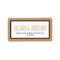 Mocha brown rectangular frame wedding favor labels label
