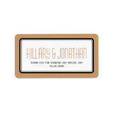 Mocha brown rectangular frame wedding favor labels