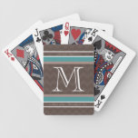 Mocha Chevron Monogram & Custom Text Playing Cards