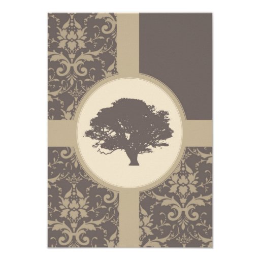 Mocha Damask Oak Bridal Shower Invitation