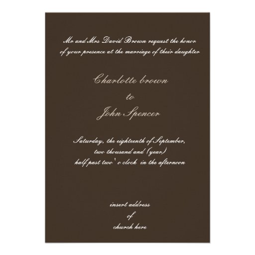mocha damask wedding invitation