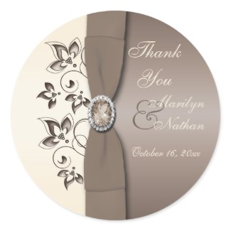 Mocha Ivory Floral Monogrammed 3