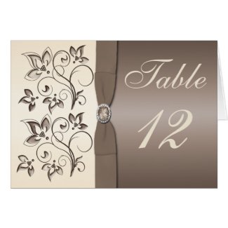 Mocha Ivory Jewelled Table Card card