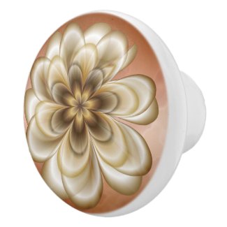 Mocha Rose Marble Sepia Floral Ceramic Knob