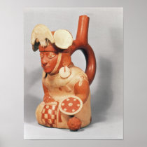 Mochican stirrup vase in the shape of a posters