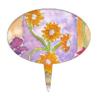 Mock Van Gogh Sunflowers & Irises Cake Topper