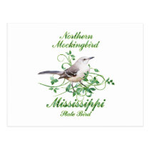 Mockingbird Mississippi State Bird postcards