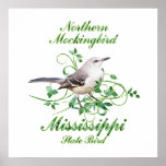 Mockingbird Mississippi State Bird posters