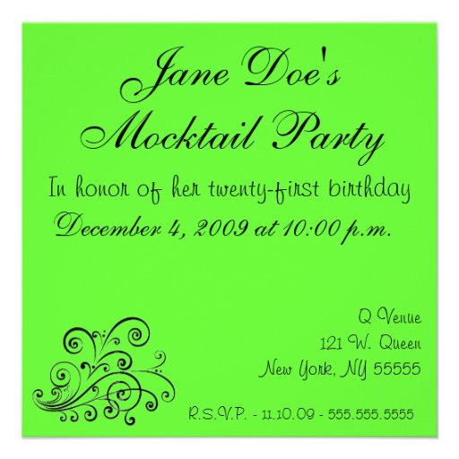 Mocktail Birthday Party Invitation