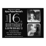 Mod 2 Photos Black and White Sweet 16 Birthday Personalized Invites