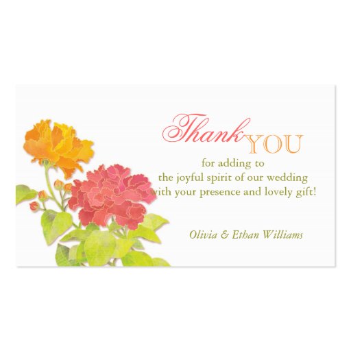 Mod Asian Peonies Wedding Thank You Favor Tags Business Cards (front side)