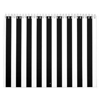 Mod Black and White Stripes Pattern Calendar