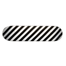 Mod Black and White Stripes Pattern Skate Deck