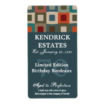 Mod Blue Birthday Wine (375ml) Personalized Shipping Label