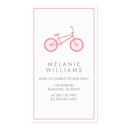 Mod Blush Pink Bicycle Business Card Templates (front side)