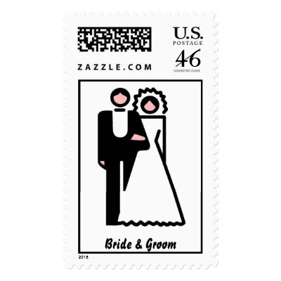 Mod Bride &amp; Groom Postage Stamp