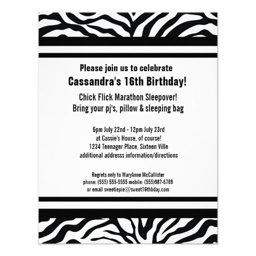 Mod Bright Zebra Print Birthday Party with Photo Personalized Invitation