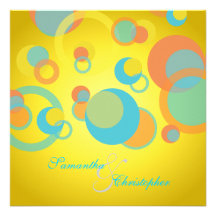 Mod bubbles/contemporary Invitations