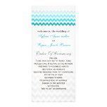 Mod chevron aqua Ombre Wedding program Full Color Rack Card
