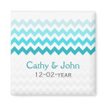 Mod chevron aqua Ombre wedding save the date Refrigerator Magnet
