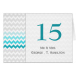 Mod chevron aqua Ombre wedding table numbers Greeting Card