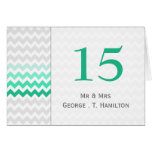 Mod chevron mint green Ombre wedding table numbers cards