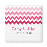 Mod chevron Pink Ombre wedding save the date Fridge Magnet