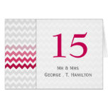 Mod chevron Pink Ombre wedding table numbers Card