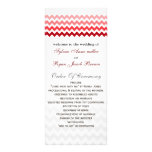 Mod chevron red Ombre Wedding program Customized Rack Card