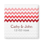 Mod chevron red Ombre wedding save the date Magnet