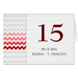 Mod chevron red Ombre wedding table numbers Greeting Cards