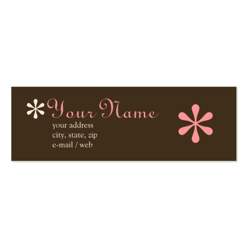 Mod Chocolate & Pink Calling Card Business Card Template (front side)
