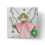 Mod Christmas Angel Pinback Buttons