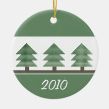 Mod Christmas Trees Round Ornament