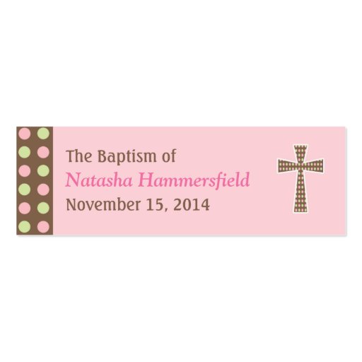 Mod Dots Baptism Small Tag Business Cards (front side)