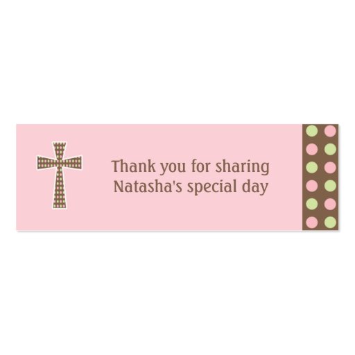 Mod Dots Baptism Small Tag Business Cards (back side)