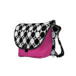 Mod Dots Black & White Messenger Bag (hot pink)