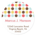 Mod dots retro chic custom circle address label sticker