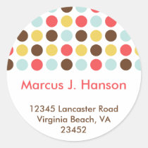 Mod dots retro chic custom circle address label stickers