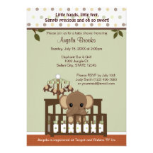 Mod ELEPHANT Baby Shower Invitation KME-G green