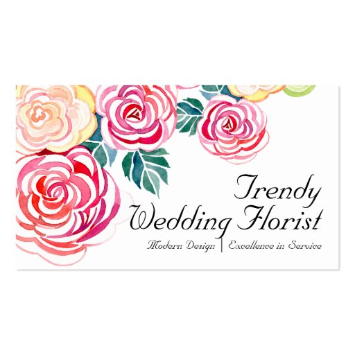 Mod Floral Roses Modern Art Flower Weddings Business Card Templates