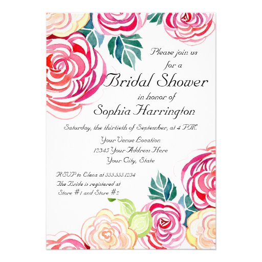 Mod Floral Roses Modern Art Flower Weddings Invite
