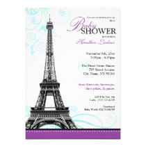 Mod Flourish Eiffel Tower Parisian Baby Shower invitations