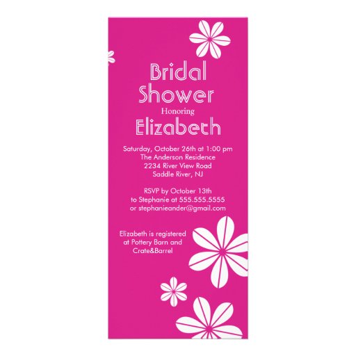 Mod Flowers Bridal Shower Invitation Hot Pink